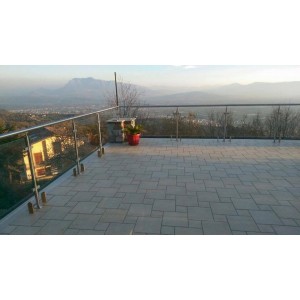 Balaustra in vetro con corrimano e piantoni in acciaio inox aisi 304 satinato 4